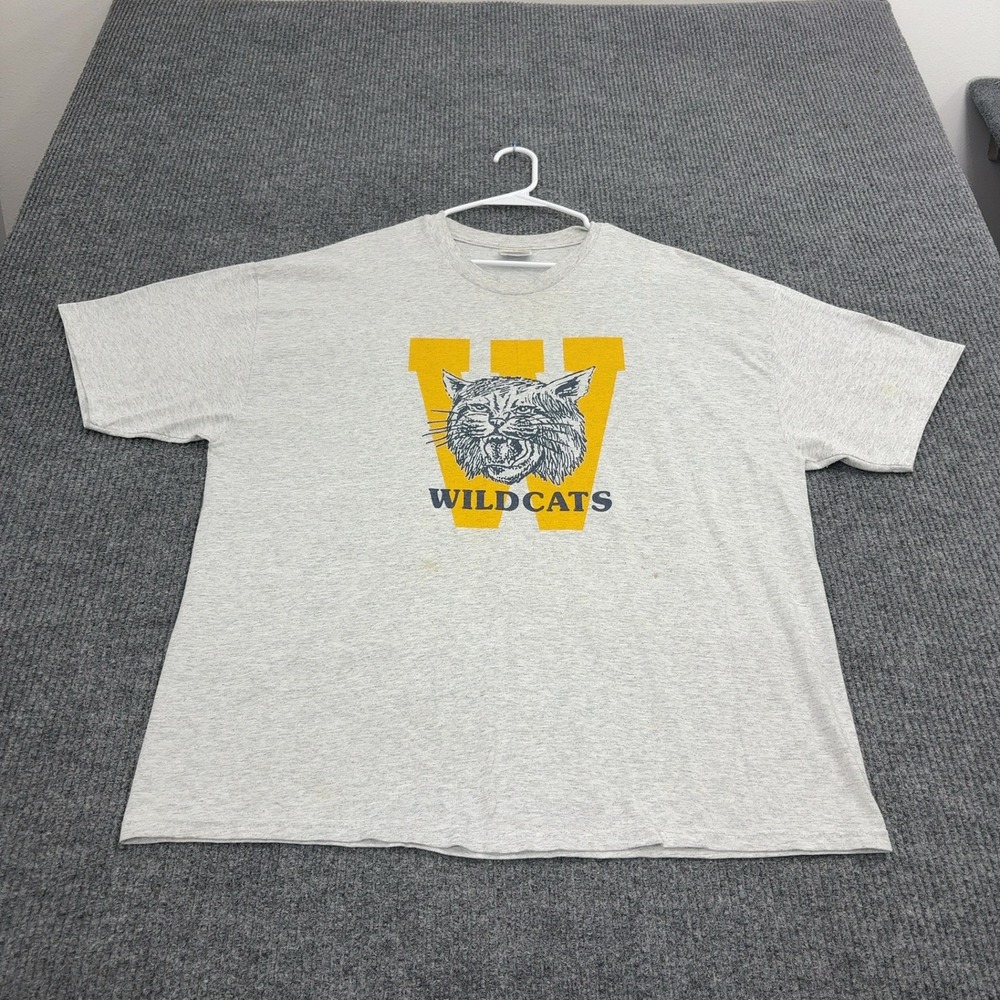 Vintage Wildcats Hanes‎ T Shirt Mens XL Grey Cotton Blend Graphic Sporty Casual